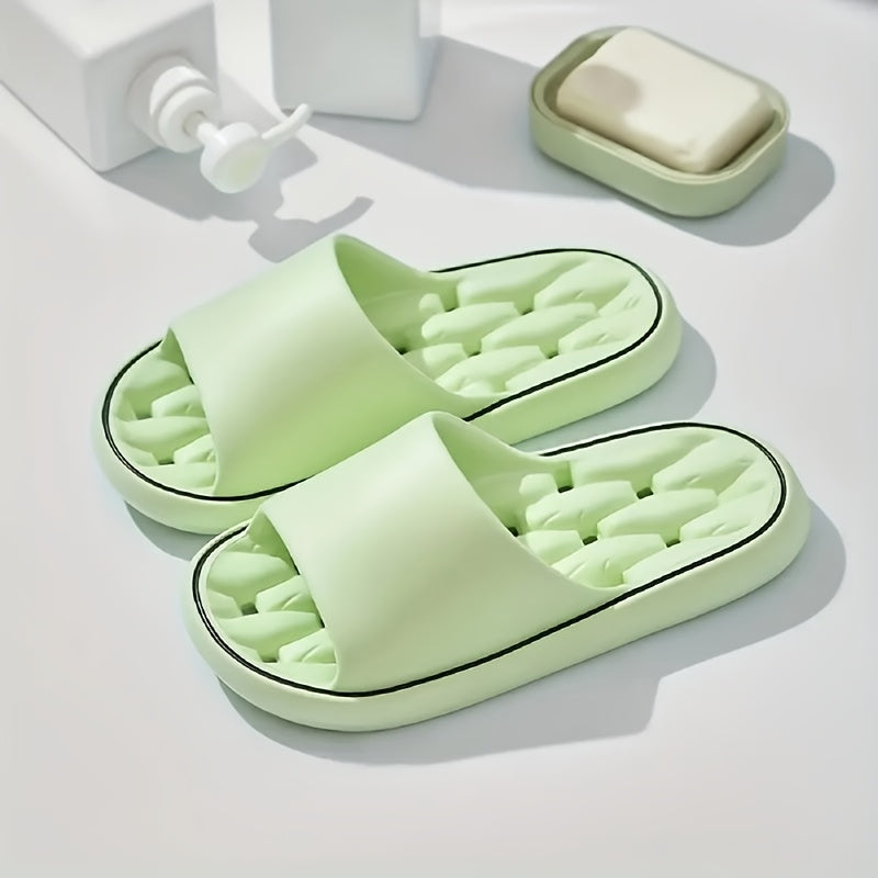 Women'S EVA Slippers - Lightweight, Soft, Non-Slip Sole, Solid Color, Quick-Dry, Comfortable for Home and Bathroom Use, All-Season Slip-On Design, White with Black Straps, Bathroom Slippers | Casual Slipon | Soft EVA Material