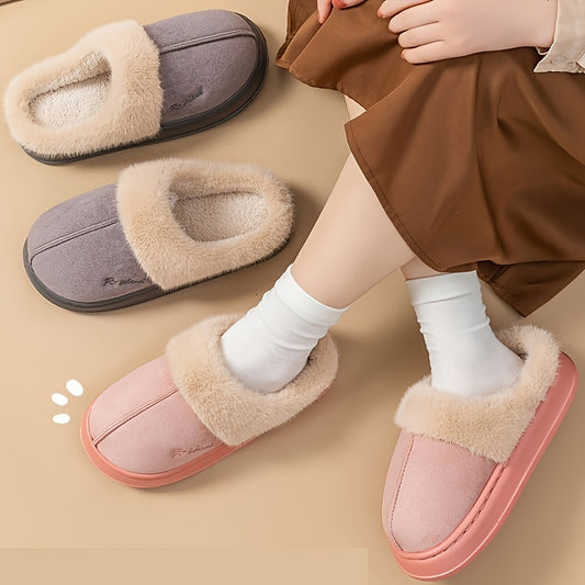 Cozy & Soft Winter Home Slippers for Women - Plush Faux Fur Lined, EVA Sole, Non-Slip, Closed Toe Design in Gray, Black, Pink - Perfect for Indoor Warmth and Comfort, Ladies Slippers