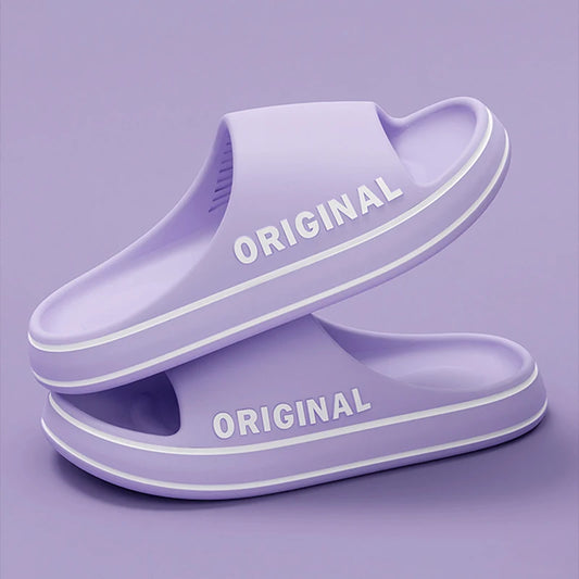 Feslishoet Women Letter Slippers Beach Slides Solid Color Mens Thick Sole Indoor Bathroom Anti Slip Shoes Summer Couple Sandals