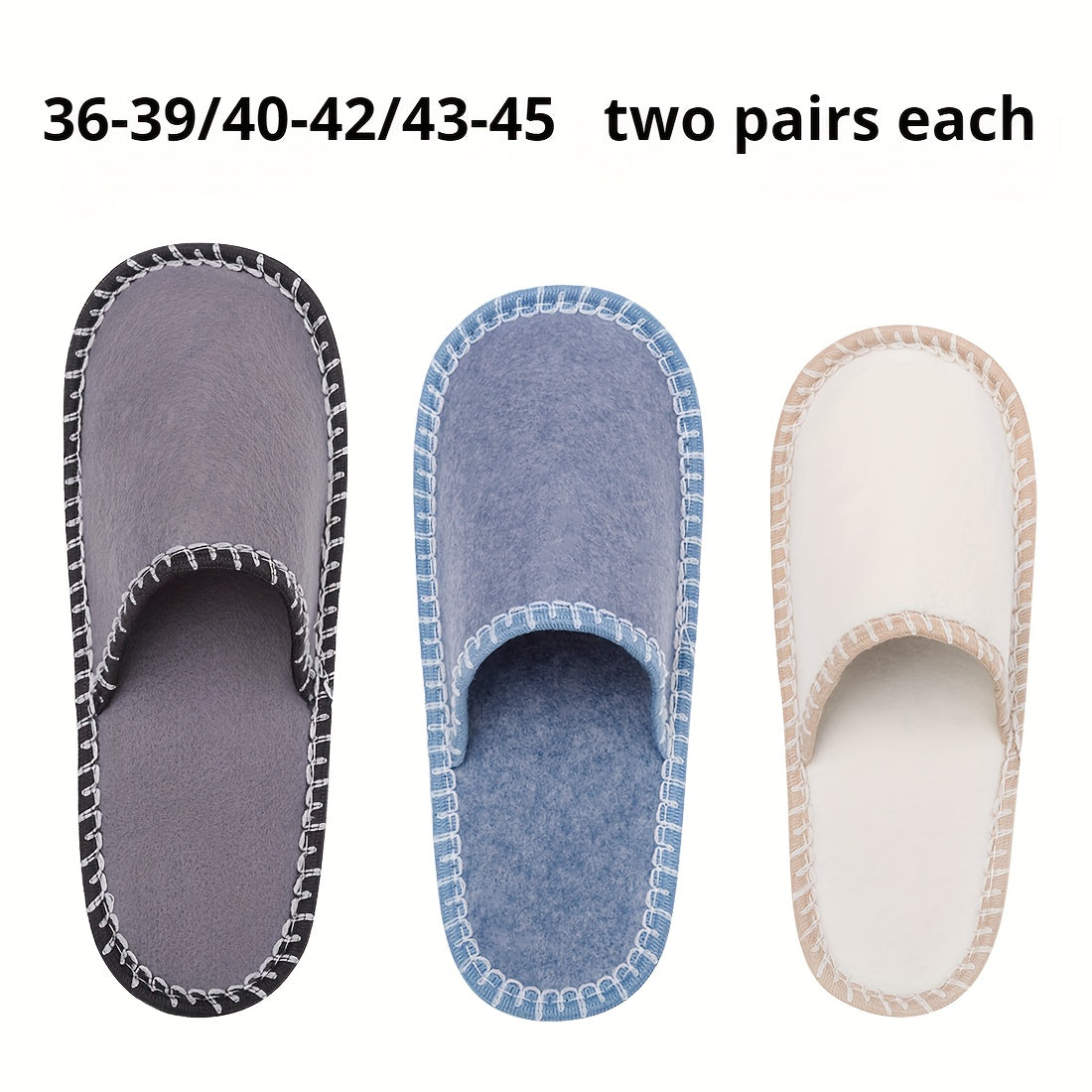 6 Pairs Solid Color Guest Sets, Slip On Closed Toe Lightweight Casual Travel Shoes Non-slip Home Slippers