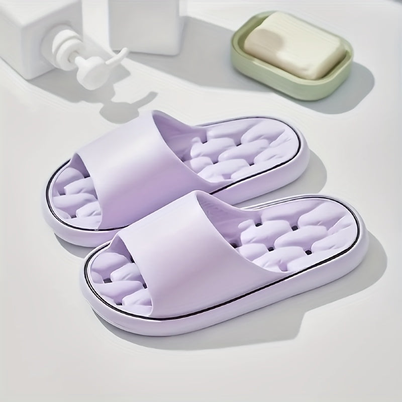 Women'S EVA Slippers - Lightweight, Soft, Non-Slip Sole, Solid Color, Quick-Dry, Comfortable for Home and Bathroom Use, All-Season Slip-On Design, White with Black Straps, Bathroom Slippers | Casual Slipon | Soft EVA Material