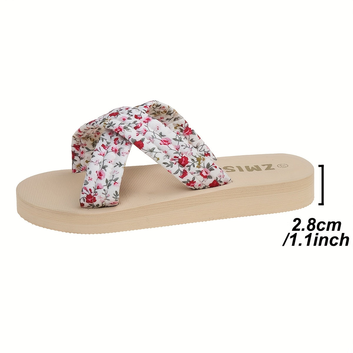 Women's Summer Outdoor Beach Casual Floral Cross Strap Open Toe Lightweight Breathable Slippers, Comfortable Anti-slip Wear-resistant Embossed EVA Insole Slippers