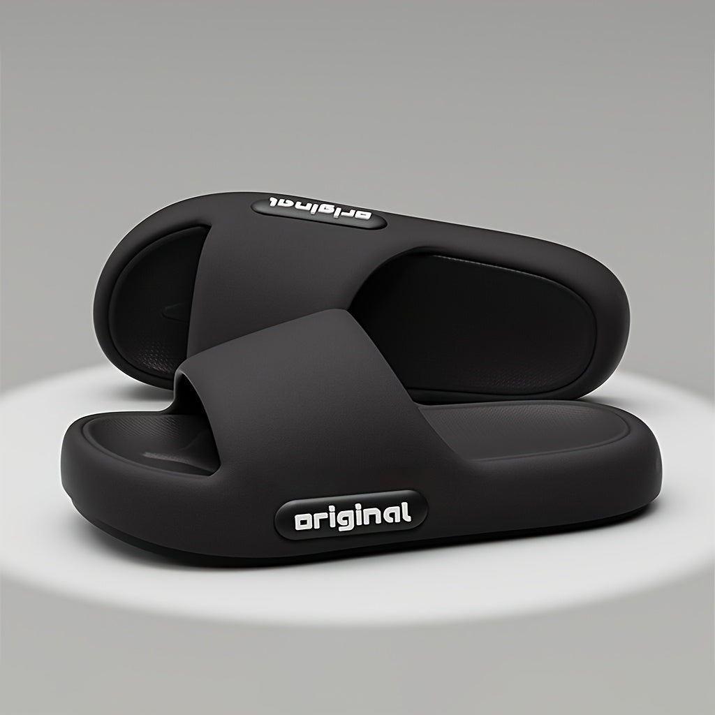 ORIGINAL Comfort Slides for Women - Thick Cushioned Sole, Non-Slip, Quiet Indoor/Outdoor Slippers in Beige, Black, and Dark Gray - Perfect for Home & Bathroom Use, Cute Slippers, Elegant home shoes for couples