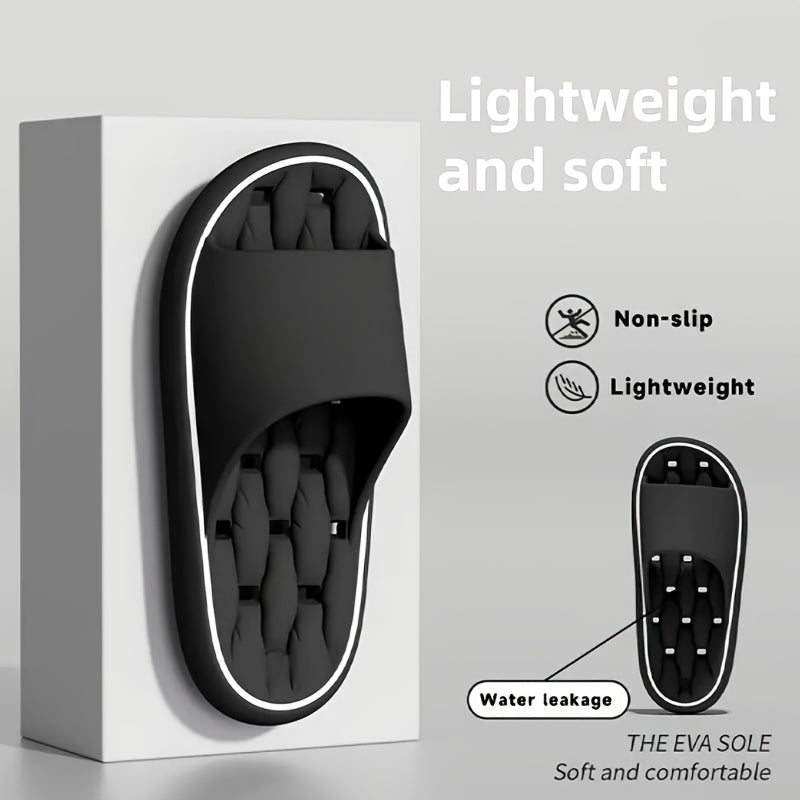 Women'S EVA Slippers - Lightweight, Soft, Non-Slip Sole, Solid Color, Quick-Dry, Comfortable for Home and Bathroom Use, All-Season Slip-On Design, White with Black Straps, Bathroom Slippers | Casual Slipon | Soft EVA Material