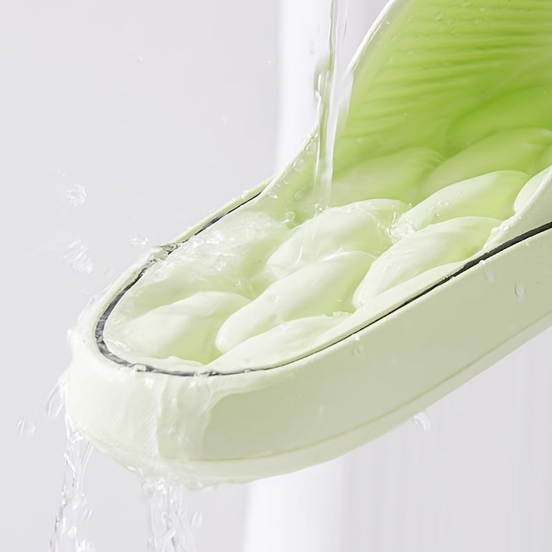 Women'S EVA Slippers - Lightweight, Soft, Non-Slip Sole, Solid Color, Quick-Dry, Comfortable for Home and Bathroom Use, All-Season Slip-On Design, White with Black Straps, Bathroom Slippers | Casual Slipon | Soft EVA Material