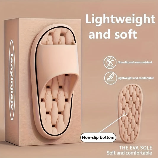 Women'S EVA Slippers - Lightweight, Soft, Non-Slip Sole, Solid Color, Quick-Dry, Comfortable for Home and Bathroom Use, All-Season Slip-On Design, White with Black Straps, Bathroom Slippers | Casual Slipon | Soft EVA Material