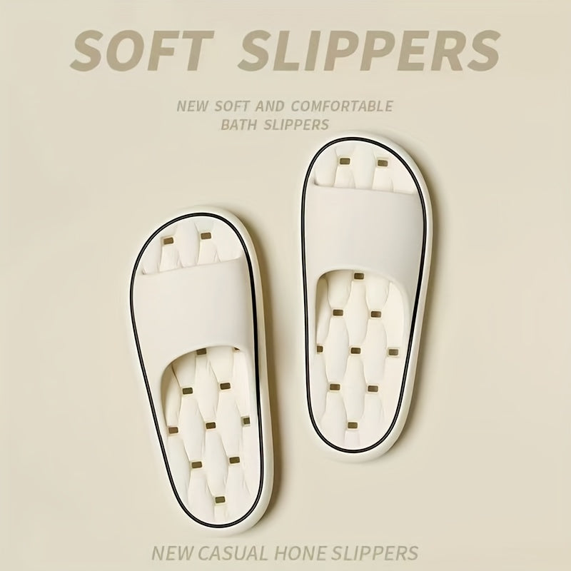 Women'S EVA Slippers - Lightweight, Soft, Non-Slip Sole, Solid Color, Quick-Dry, Comfortable for Home and Bathroom Use, All-Season Slip-On Design, White with Black Straps, Bathroom Slippers | Casual Slipon | Soft EVA Material