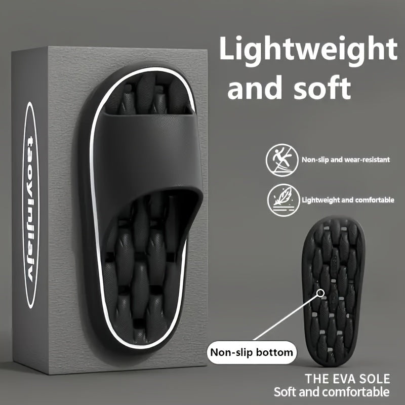 Women'S EVA Slippers - Lightweight, Soft, Non-Slip Sole, Solid Color, Quick-Dry, Comfortable for Home and Bathroom Use, All-Season Slip-On Design, White with Black Straps, Bathroom Slippers | Casual Slipon | Soft EVA Material