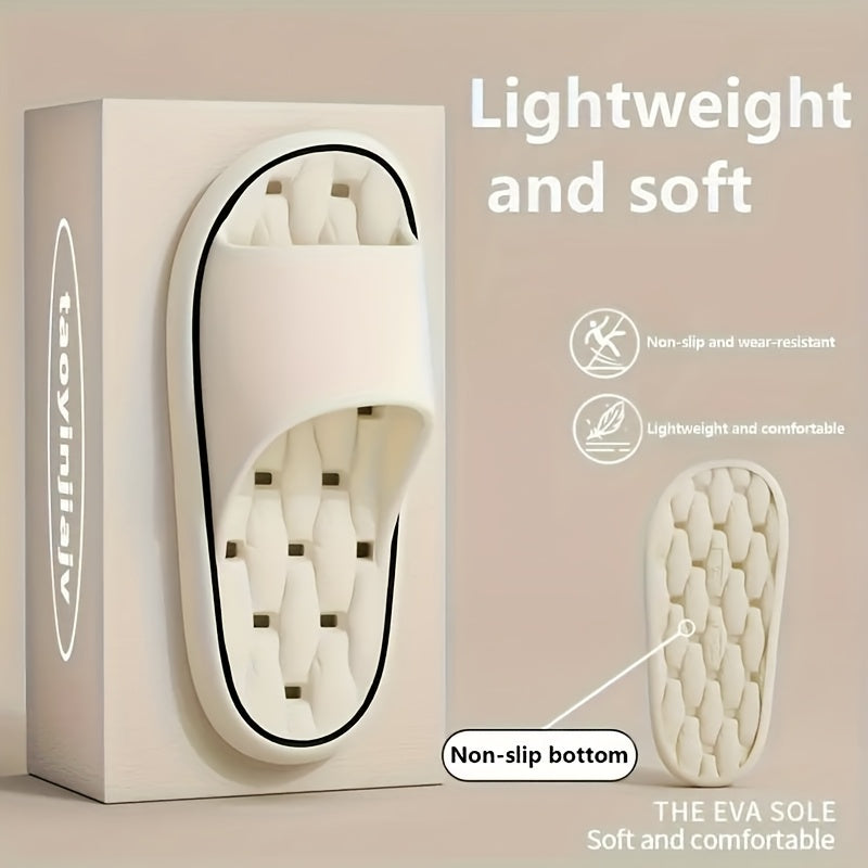 Women'S EVA Slippers - Lightweight, Soft, Non-Slip Sole, Solid Color, Quick-Dry, Comfortable for Home and Bathroom Use, All-Season Slip-On Design, White with Black Straps, Bathroom Slippers | Casual Slipon | Soft EVA Material