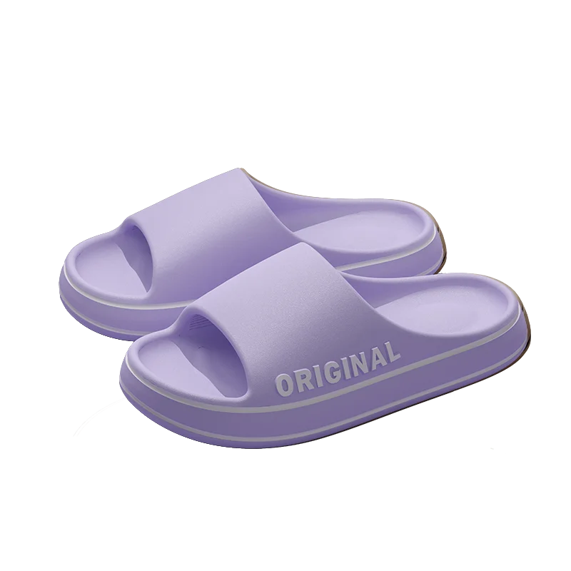 Feslishoet Women Letter Slippers Beach Slides Solid Color Mens Thick Sole Indoor Bathroom Anti Slip Shoes Summer Couple Sandals