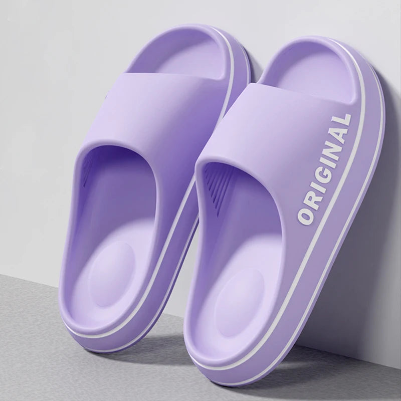 Feslishoet Women Letter Slippers Beach Slides Solid Color Mens Thick Sole Indoor Bathroom Anti Slip Shoes Summer Couple Sandals