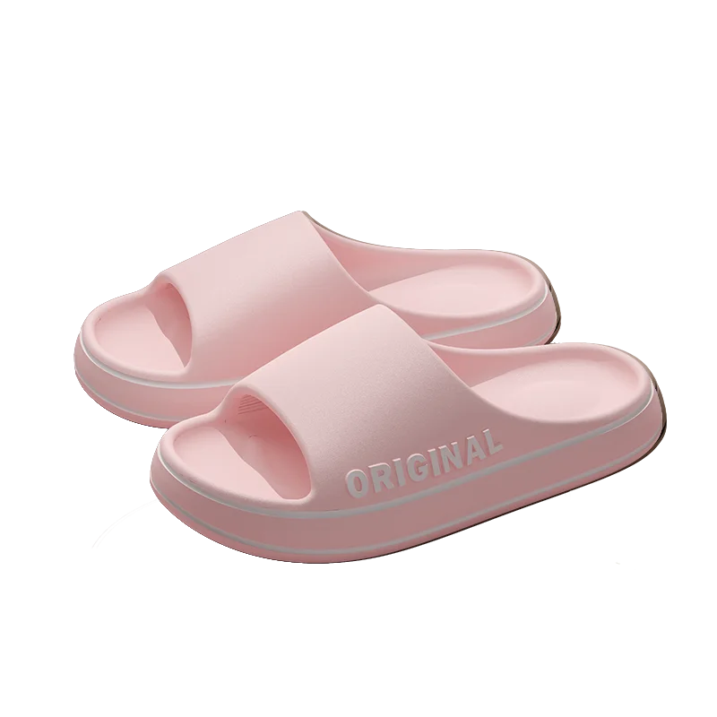 Feslishoet Women Letter Slippers Beach Slides Solid Color Mens Thick Sole Indoor Bathroom Anti Slip Shoes Summer Couple Sandals