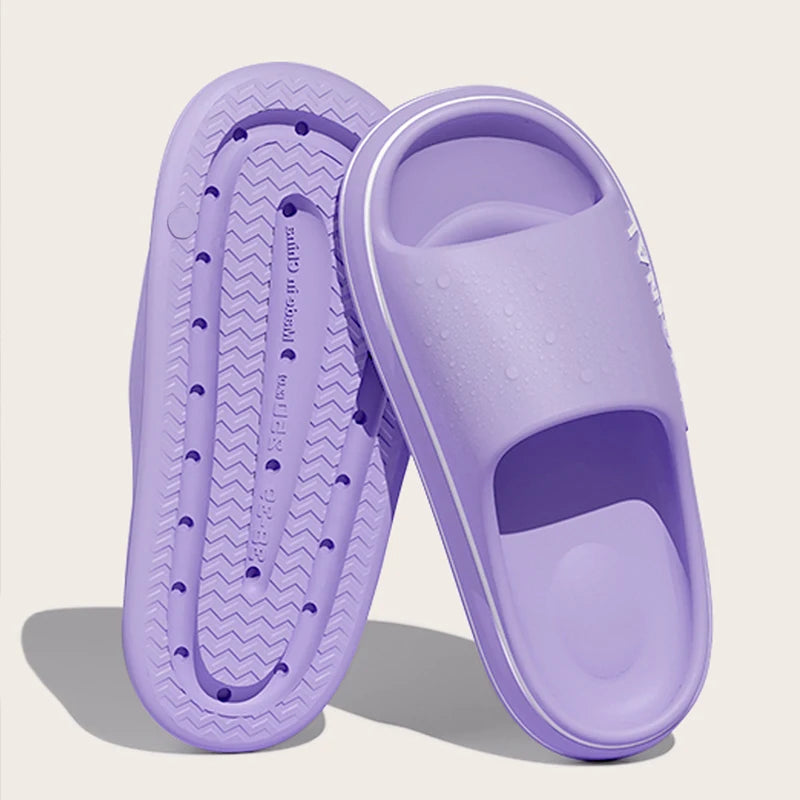 Feslishoet Women Letter Slippers Beach Slides Solid Color Mens Thick Sole Indoor Bathroom Anti Slip Shoes Summer Couple Sandals