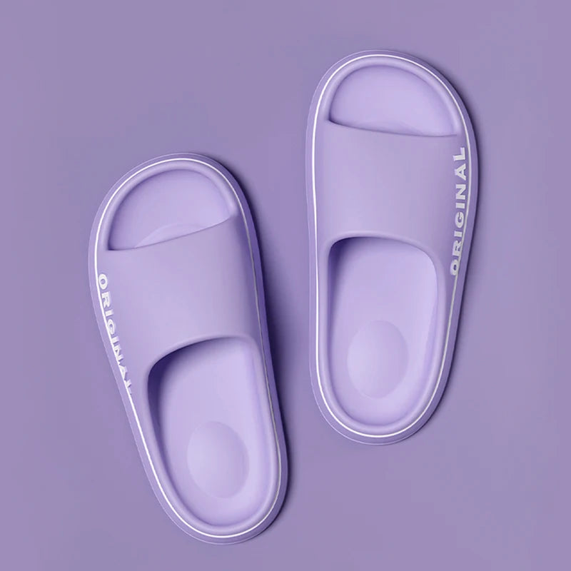 Feslishoet Women Letter Slippers Beach Slides Solid Color Mens Thick Sole Indoor Bathroom Anti Slip Shoes Summer Couple Sandals