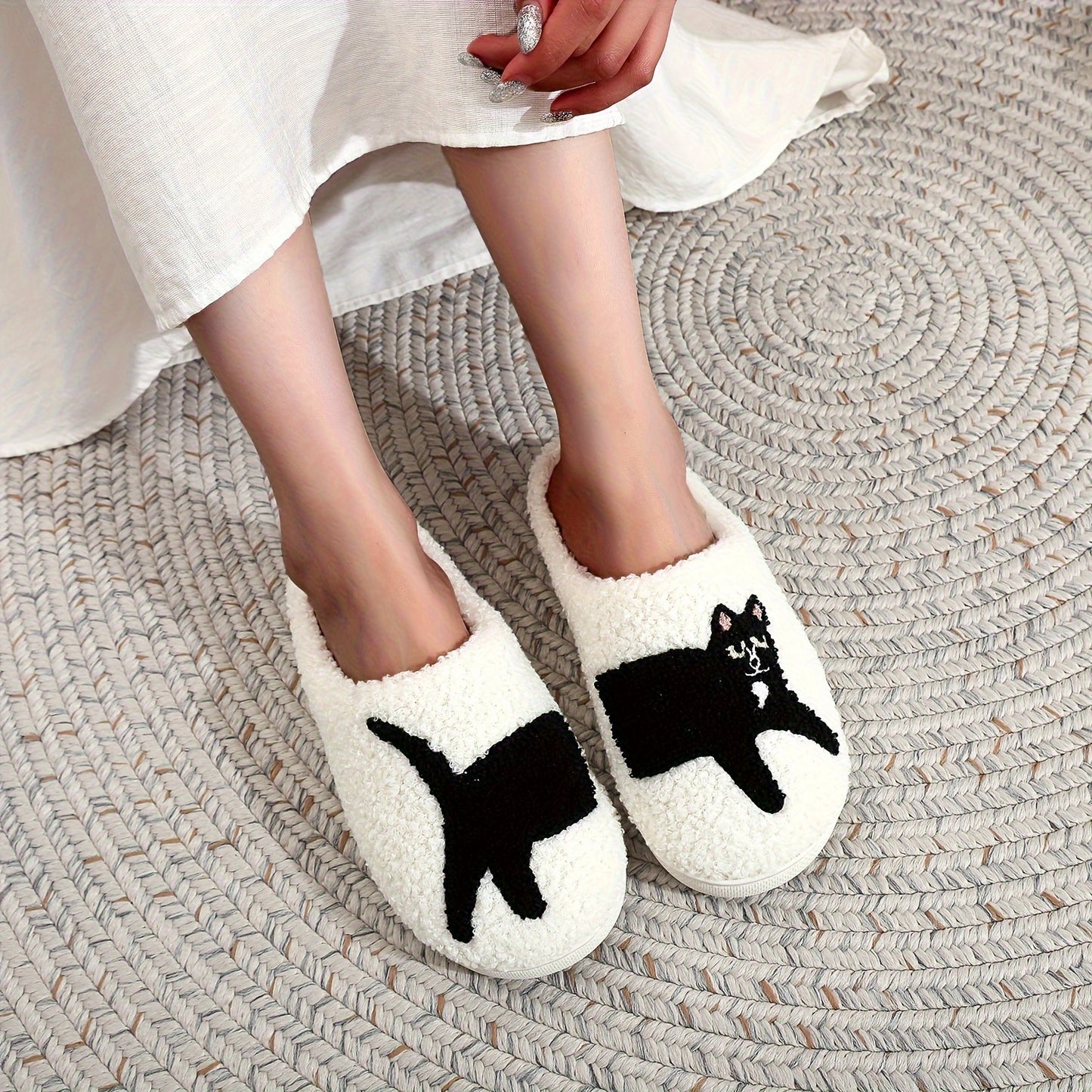 Cute Cartoon Dog Dachshund Pattern Slippers, Casual Slip On Plush Lined Shoes, Comfortable Indoor Home Slippers
