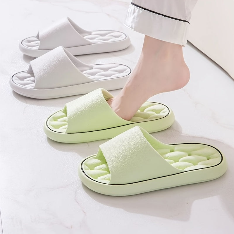 Women'S EVA Slippers - Lightweight, Soft, Non-Slip Sole, Solid Color, Quick-Dry, Comfortable for Home and Bathroom Use, All-Season Slip-On Design, White with Black Straps, Bathroom Slippers | Casual Slipon | Soft EVA Material